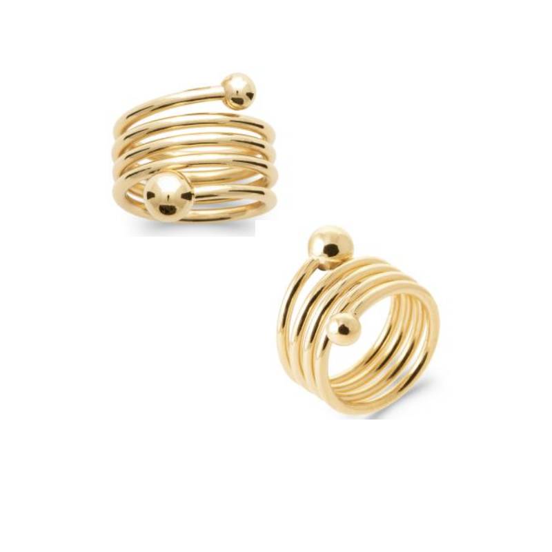 Bague Large Multi Rangs Boules En Plaqué Or 18 Carats Tailles 50 à 60