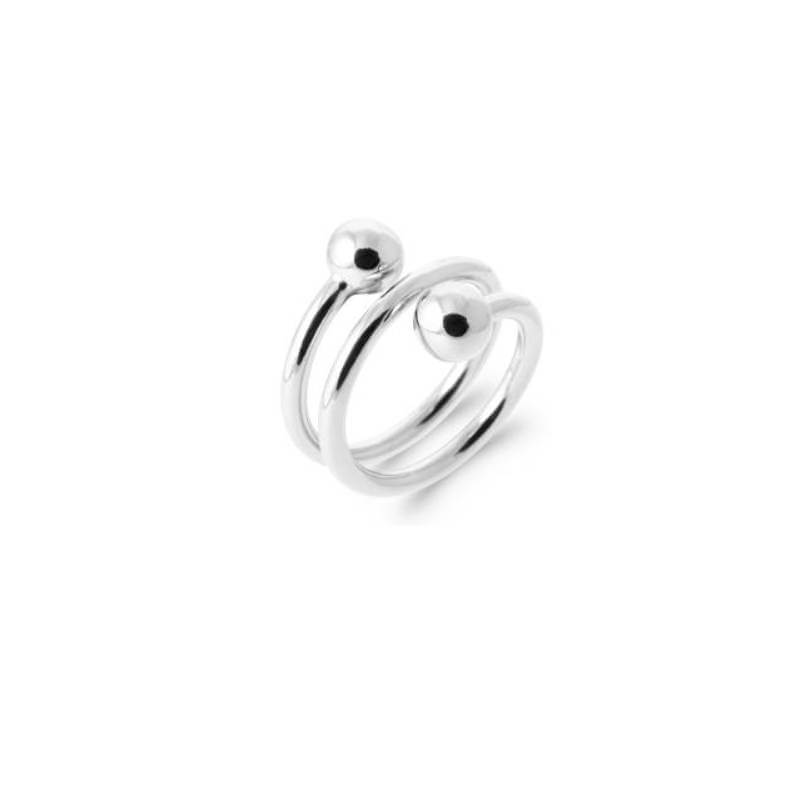 Bague Double Boules Triple Rangs En Argent Massif 925/000 Tailles 50 à 60