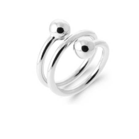 Bague Double Boules Triple Rangs En Argent Massif 925/000 Tailles 50 à 60