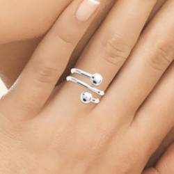 Bague Double Boules Triple Rangs En Argent Massif 925/000 Tailles 50 à 60