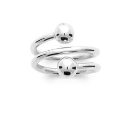 Bague Double Boules Triple Rangs En Argent Massif 925/000 Tailles 50 à 60