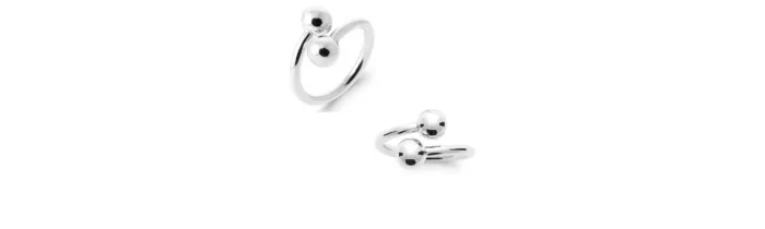 Bague Boules Style Toi & Moi En Argent Massif 925/000 Tailles 50 à 60