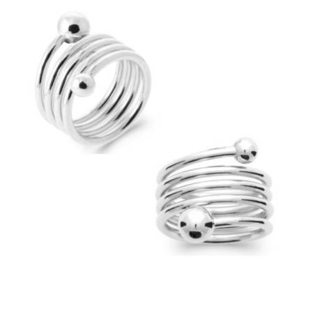 Bague Large Multi Rangs Boules En Argent Massif 925/000 Tailles 50 à 60