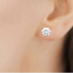 Boucles D'oreilles 8mm Cristal Zirconium Argent Massif Bijou Homme/Femme
