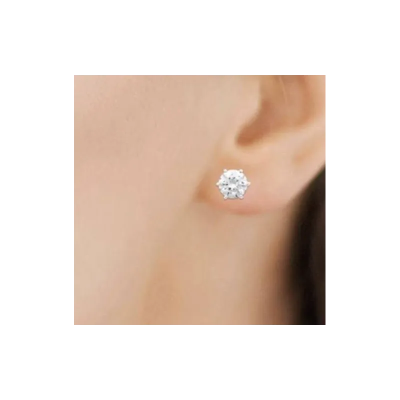 Boucles D'oreilles Puces En Zirconium Cubique 8mm - Argent Massif 925 Rhodié - Mixte, Neuf Avec étiquettes