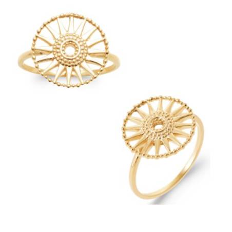 Bague Symbole "Soleil" En Plaqué Or 18 Carats Tailles 50 à 60