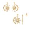 Boucles D'oreilles Croissant de Lune & Soleil Oz En Plaqué Or 18 Carats 750/000