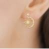 Boucles D'oreilles Croissant de Lune & Soleil Oz En Plaqué Or 18 Carats 750/000