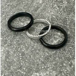 Bagues Céramique et Argent Triple Assemblage Tailles 50-52-54-56-58-60