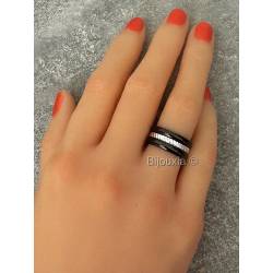 Bagues Céramique et Argent Triple Assemblage Tailles 50-52-54-56-58-60