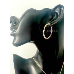 Créoles Contour Boules Diamètre 3.5CM En Plaqué Or 18 Carats