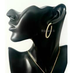 Créoles Contour Boules Diamètre 3.5CM En Plaqué Or 18 Carats