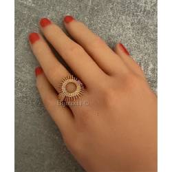 Bague Ajourée Soleil En Plaqué or 18 CARATS 750 Millièmes Tailles 50 à 68