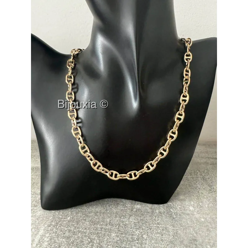 Collier Chaîne Maille Marine En Plaqué Or Jaune - 60cm X 3.5mm - Bijouxia Neuf