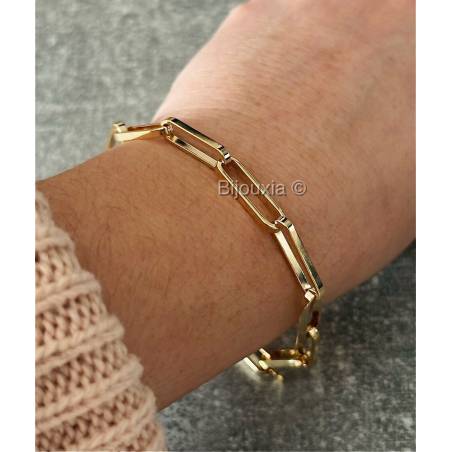 Bracelet Maillons Rectangulaires Cheval en Plaqué or 750/1000 Homme/Femme
