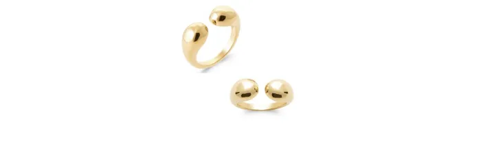 Bague Ouverte Forme Goutte D'eau En Plaqué Or 18 Carats Tailles 50 à 60