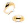 Bague Jonc Bombée Solitaire Zirconium Plaqué Or 18 Carats T50 à T60 Mixte