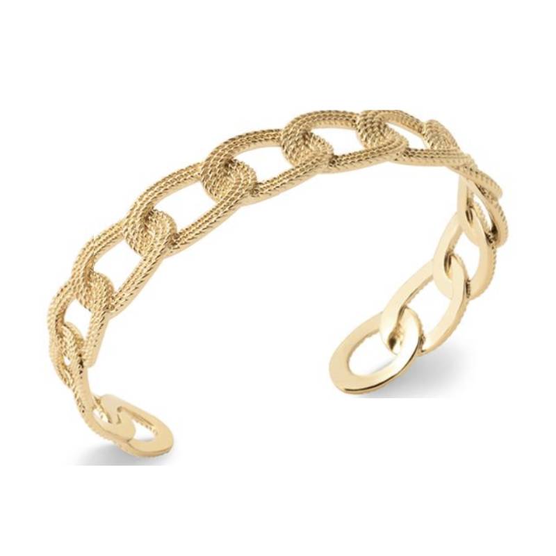 Bracelet Jonc Rigide Ouvert Maillons Entrelacés Plaqué Or 18 Carats 750/1000