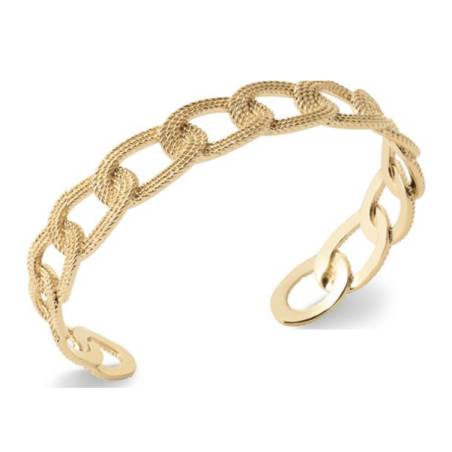 Bracelet Jonc Rigide Ouvert Maillons Entrelacés Plaqué Or 18 Carats 750/1000