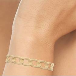 Bracelet Jonc Rigide Ouvert Maillons Entrelacés Plaqué Or 18 Carats 750/1000