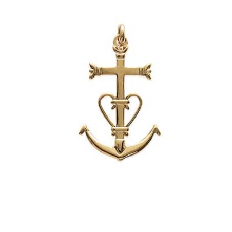 Pendentif Croix de Camargue En Plaqué Or 18 Carats 750/000 Bijoux
