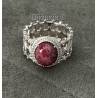 Bague Ajourée Pierre Rhodonite En Argent Massif 925/1000 T52 à T60