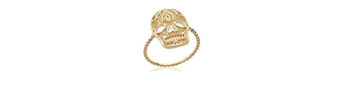 Bague Symbole Tête de Mort En Plaqué or 18 CARATS 750 Millièmes Tailles 50 à 60