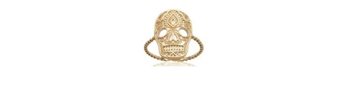 Bague Symbole Tête de Mort En Plaqué or 18 CARATS 750 Millièmes Tailles 50 à 60