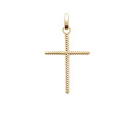 Pendentif En Forme De Grande Croix Fil Torsadé En Plaqué Or 18 Carats 750/000