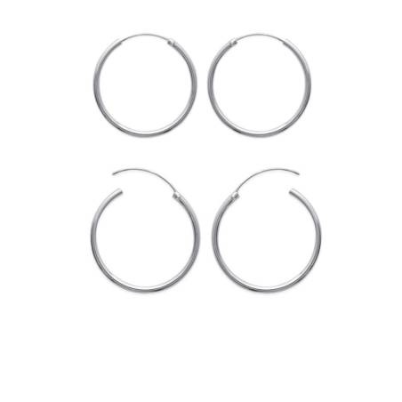 Créoles Lisses Diamètre 3cm En Argent Massif 925/1000 Rhodié