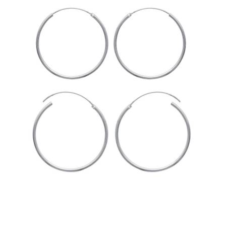 Créoles Lisses Diamètre 4cm En Argent Massif 925/1000 Rhodié