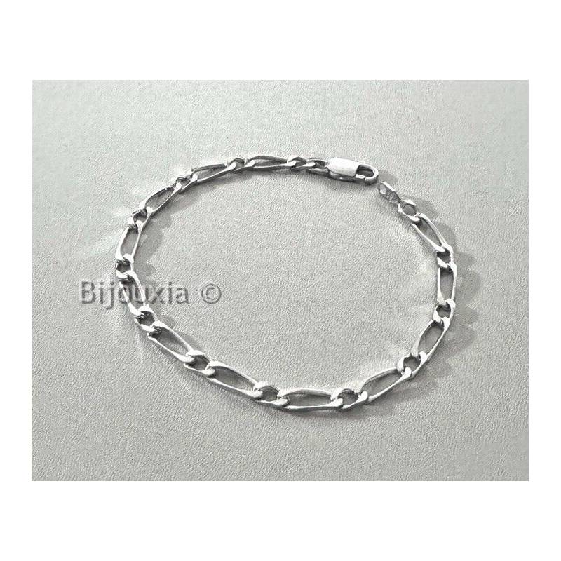 Bracelet Bracelet Maille Figaro 1-1 - 21cm x 4mm Argent Massif 925/1000 RHODIUM