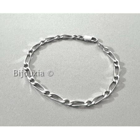 Bracelet Bracelet Maille Figaro 1-1 - 21cm x 4mm Argent Massif 925/1000 RHODIUM