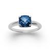 Bague Solitaire Cristal Bleu Saphir En Argent Massif 925/1000