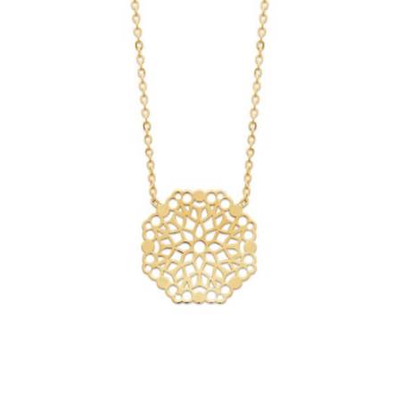Collier Pendentif Ajouré Arabesque En Plaqué or 18 Carats 750/000