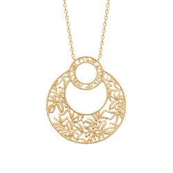 Collier Cercle Motifs Ajourés Petites Branches En Plaqué Or 18 Carats 750/000