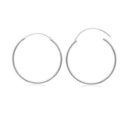 Créoles Lisses Diamètre 5cm En Argent Massif 925/1000 Rhodié