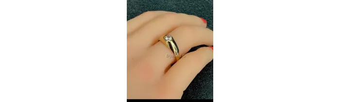 Bague Jonc Solitaire Cristal Zirconium & Plaqué or 18 CARATS