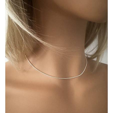 Chaîne De Cou Fine Maille Boule 40cm En Argent Massif 925/000 Bijoux Femme
