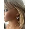 Boucles D'oreilles Pendantes Triangle Chaînette Argent Massif 925 Rhodié