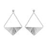 Boucles D'oreilles Pendantes Triangle Chaînette Argent Massif 925 Rhodié