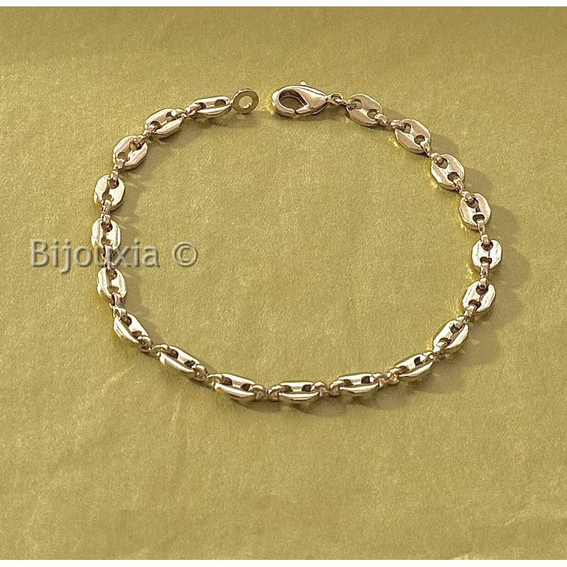 Bracelet Maille Grain de Café 19cm X 5mm Plaqué Or Bijou MIXTE