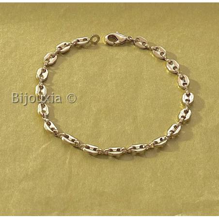 Bracelet Maille Grain de Café 19cm X 5mm Plaqué Or Bijou MIXTE