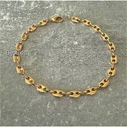 Bracelet Maille Grain de Café 19cm X 5mm Plaqué Or Bijou MIXTE