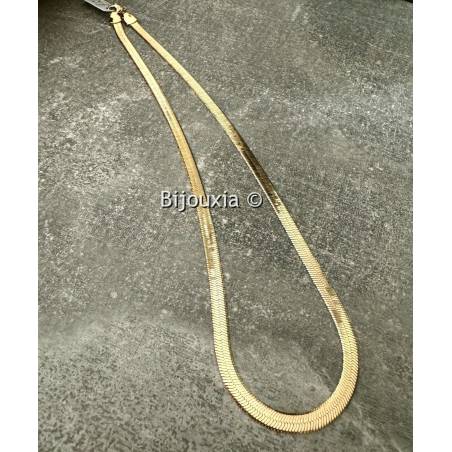 Collier Maille Miroir Dorée 50CM X 5MM En Plaqué or 750/1000 Bijou Femme