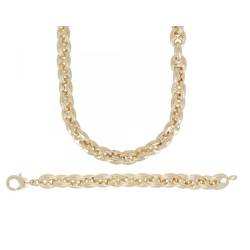 Bracelet Maille Grain de Café Bombés 19,5CM X 7MM Plaqué or 750/1000