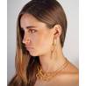 Boucles D'oreilles Longues Pendantes Chaîne Maille Perlée En Argent 925/000 Doré