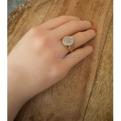 Bague "Taille 56"DISPO Chevalière Microserti Pavé Zirconium En Plaqué Or 18 Carats