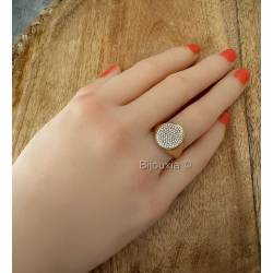 Bague "Taille 56"DISPO Chevalière Microserti Pavé Zirconium En Plaqué Or 18 Carats