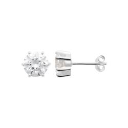 Boucles D'oreilles 8mm Cristal Zirconium Argent Massif Bijou Homme/Femme